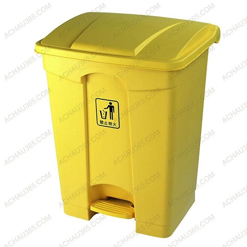 Thùng rác công nghiệp có đạp chân màu vàng 68 lít