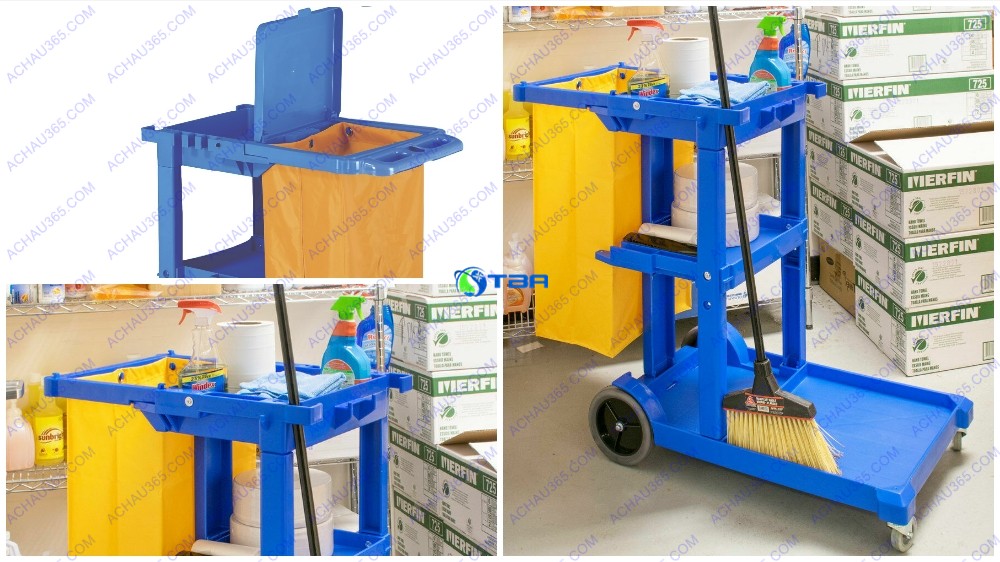 Xe đẩy vệ sinh đa năng chữ L xanh ASIA170B